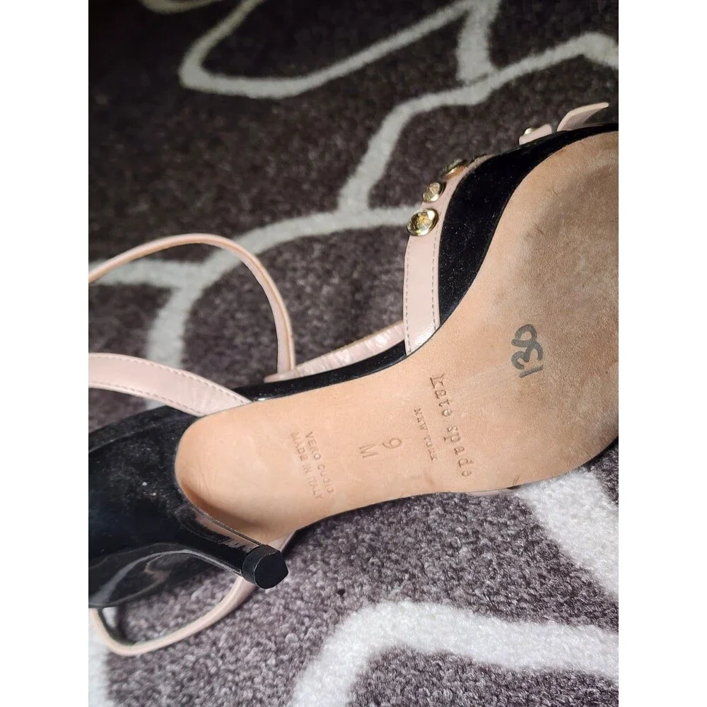 KATE SPADE NEW YORK Lydia Jewel Pumps Pink Black T Strap Size 9 M EUC